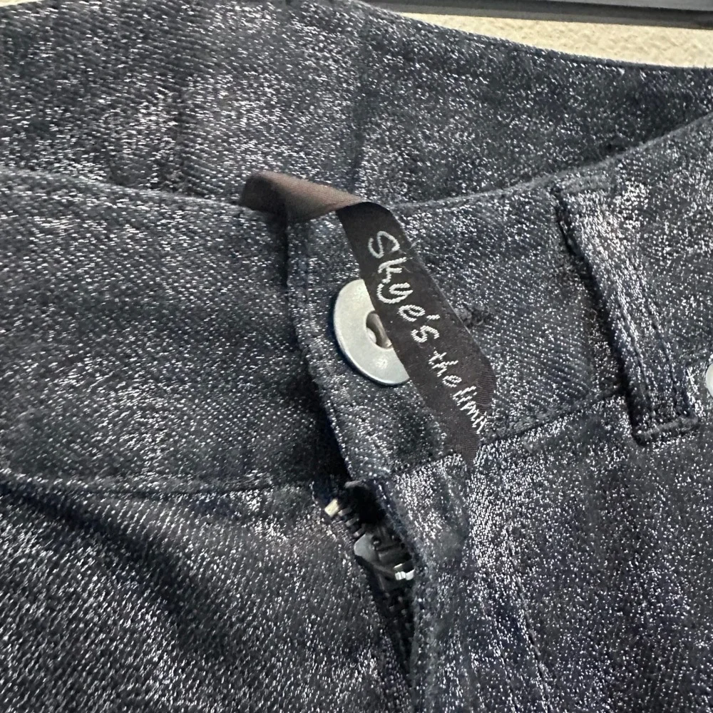 Skye's the Limit‎ Women's Black Shiny Denim Jeans Sz 14 Cowgirl Straight Leg